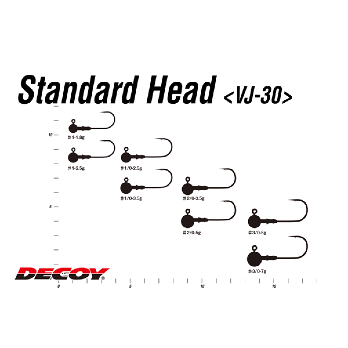 DECOY STANDARD HEAD #3/0 - 5g VJ-30 (3 pcs/pack) NS BLACK