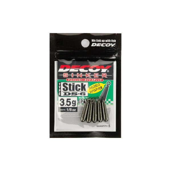 DECOY DECOY SINKER TYPE STICK 21g DS-6H(2 pcs/pack) GUN BLACK