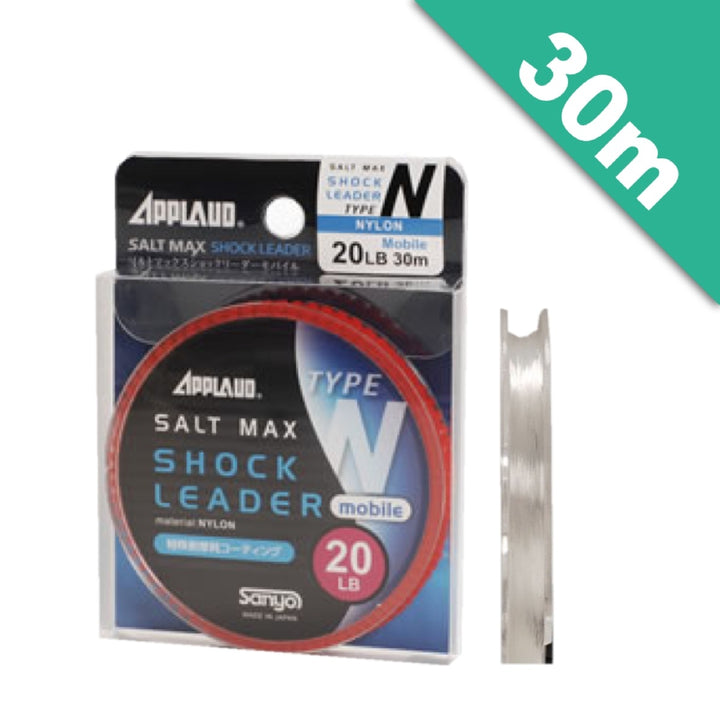 APPLAUD APPLAUD SALT MAX SHOCK LEADER MOBILE NYLON 20 lb - 30m NYLON CLEAR